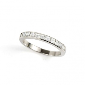 18k White Gold Princess & Carre Cut Diamond Half Eternity 0.30ct Total, G/H Colour, SI Clarity,